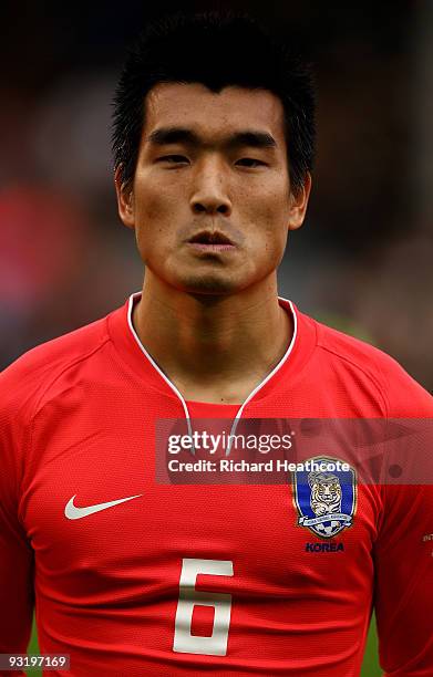 Cho Won Hee of South Korea in action during the International Friendly match between South Korea and Serbia at Craven Cottage on November 18, 2009 in...