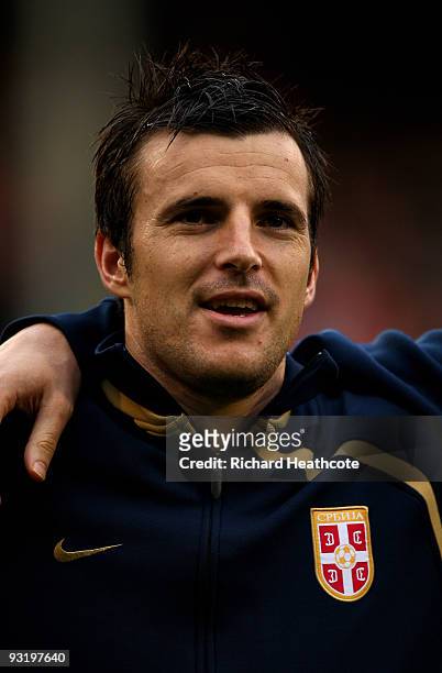 Aleksandar Lukovic of Serbia during the International Friendly match between South Korea and Serbia at Craven Cottage on November 18, 2009 in London,...
