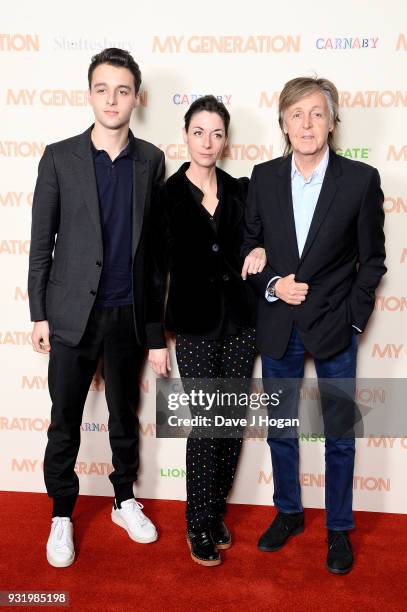 Arthur Alistair Donald, Mary McCartney and Sir Paul McCartney attend the My Generation special screening at BFI Southbank on March 14, 2018 in...