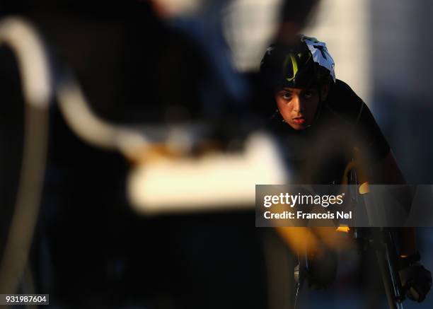 Mohammad Oth Mohammad Yousef of UAE competes in the 400m Wheelchair Men's Final during the 10th Fazza International IPC Athletics Grand Prix...