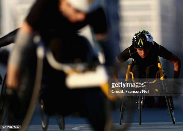 Mohammad Oth Mohammad Yousef of UAE competes in the 400m Wheelchair Men's Final during the 10th Fazza International IPC Athletics Grand Prix...