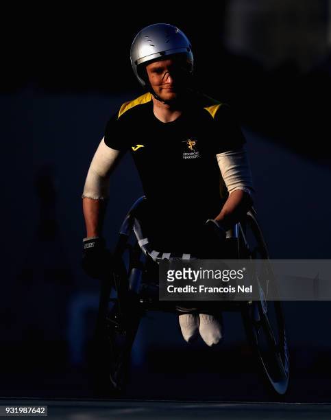 Andrew Small of Great Britain competes in the 400m Wheelchair Men's Final during the 10th Fazza International IPC Athletics Grand Prix Competition -...