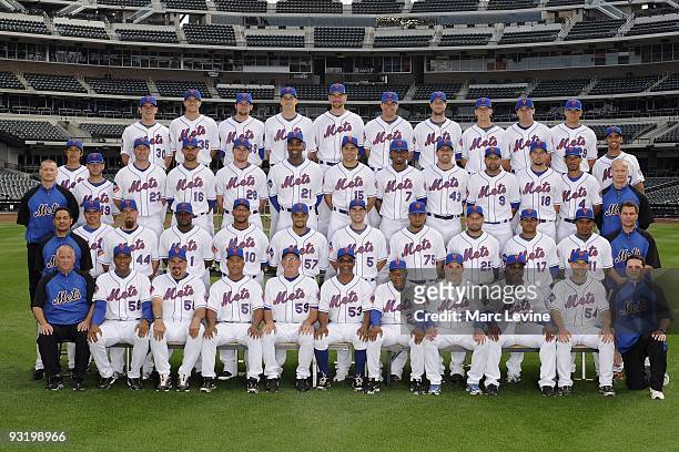 The New York Mets pose for their 2009 team photo on September 9, 2009 at Citi Field in New York, New York. Front Row: Charlie Samuels , Sandy Alomar...