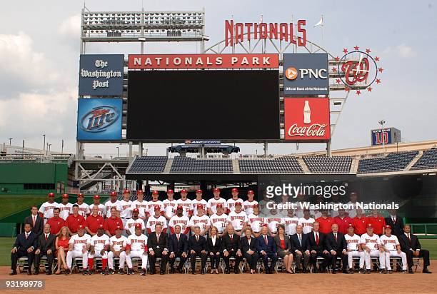 The Washington Nationals pose for their 2009 team photo on August 4, 2009 at National Park in Washington, D.C. Top Row: Julian Martinez,Anderson...