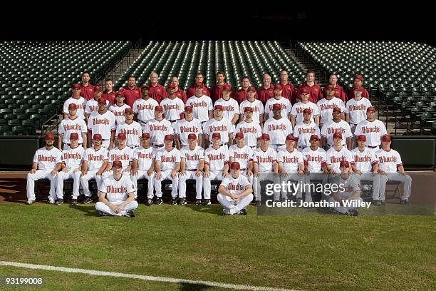 The Arizona Diamondbacks pose for their 2009 team photo on September 23, 2009 in Phoenix, Arizona First Row: Batboys Tyler Nunn, J.C. Marks and...