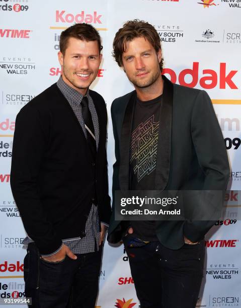 Jason Dundas and Axel Whitehad arrive for the 2009 Kodak Inside Film Awards at Luna Park on November 18, 2009 in Sydney, Australia.