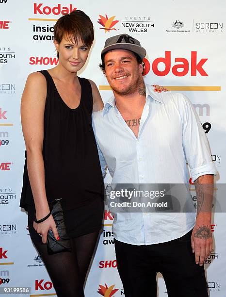 Koby Abberton and guest arrive for the 2009 Kodak Inside Film Awards at Luna Park on November 18, 2009 in Sydney, Australia.