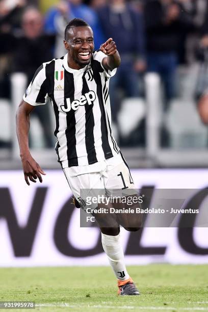 Blaise Matuidi of Juventus celebrates his goal of 2-0 during the serie A match between Juventus and Atalanta BC on March 14, 2018 in Turin, Italy.
