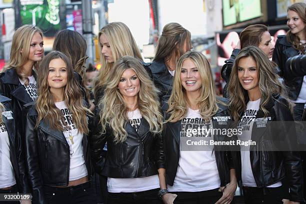 Behati Prinsloo, Marisa Miller, Heidi Klum and Alessandra Ambrosio take over Military Island, Times Square on November 18, 2009 in New York City.