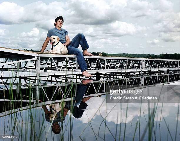 Professional hockey player Sidney Crosby poses at a portrait session in Nova Scotia, Canada.