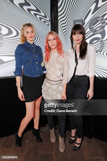 Tamsin Egerton, Mary Charteris and Daisy Lowe attend the Lee Body Optix by Lee Jeans dinner at The London EDITION on March 14, 2018 in London,...