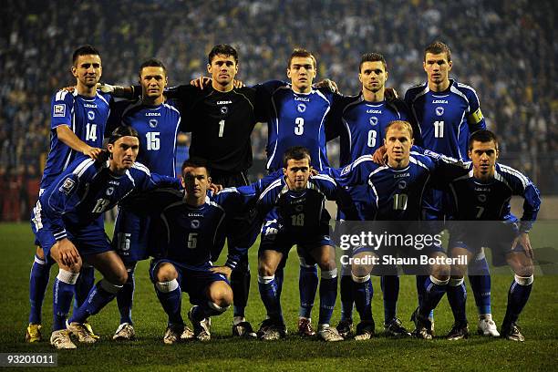 Bosnia-Herzegovina line up for a team photo before the FIFA2010 World Cup Qualifier 2nd Leg match between Bosnia-Herzegovina and Portugal on November...