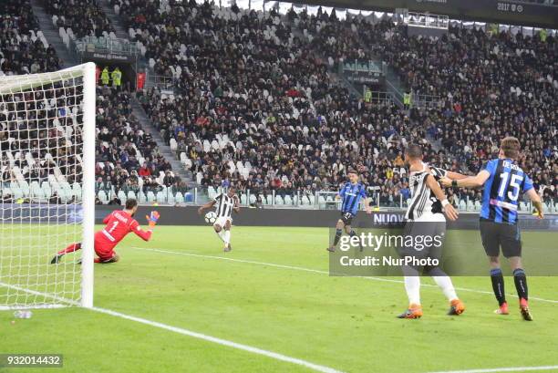 Blaise Matudi scores the second goal for Juventus during the Serie A football match between Juventus FC and Atalanta BC at Allianz Stadium on 14...