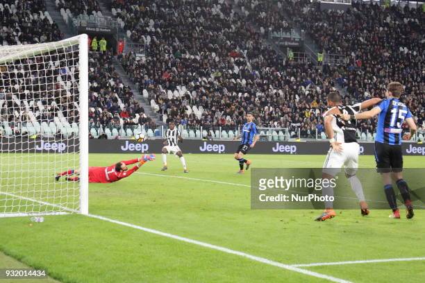 Blaise Matudi scores the second goal for Juventus during the Serie A football match between Juventus FC and Atalanta BC at Allianz Stadium on 14...