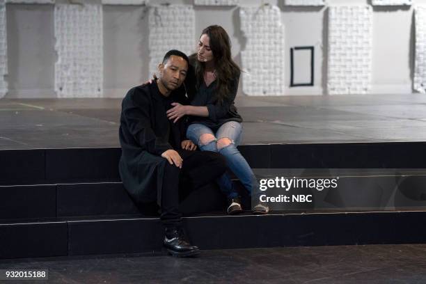 Rehearsals -- Pictured: John Legend as Jesus, Sara Bareilles as Mary --