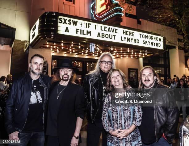 Director Stephen Kijak, Lynyrd Skynyrd band members Gary Rossington and Rickey Medlocke, Judy Van Zant and Lynyrd Skynyrd member Johnny Van Zant...