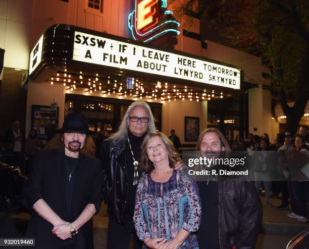 Lynyrd Skynyrd band members Gary Rossington, Rickey Medlocke, Johnny Van Zant with Judy Van Zant attend CMT presents "If I Leave Here Tomorrow: A...