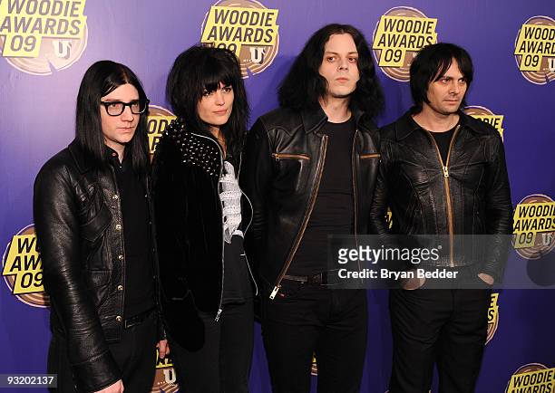 Jack Lawrence, Alison Mosshart, Jack White and Dean Fertita of The Dead Weather attend the 2009 mtvU Woodie Awards at Roseland Ballroom on November...