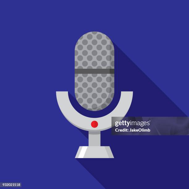 microphone icon flat - recording studio microphone cartoon stock illustrations