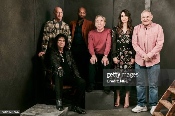 New York Midseason Press Day -- Pictured: Neil Meron, Alice Cooper, Brandon Victor Dixon, Andrew Lloyd Webber, Sara Bareilles, Craig Zaden, "Jesus...