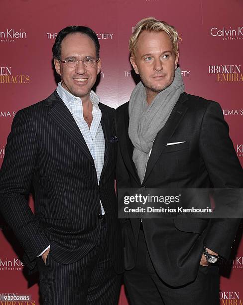 Andrew Saffir and Daniel Benedict attend The Cinema Society & Calvin Klein screening of "Broken Embraces" at the Crosby Street Hotel on November 17,...