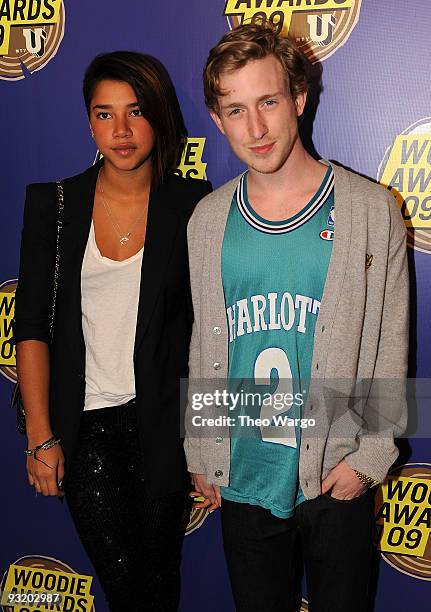 Anna Brothman and Asher Roth attends the 2009 mtvU Woodie Awards at the Roseland Ballroom on November 18, 2009 in New York City.