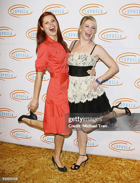 Professional Dancer Anna Trebunskaya and actress Melissa Joan Hart arrive to the 7th Annual Lupus LA's "Bag Ladies" luncheon held at The Beverly...