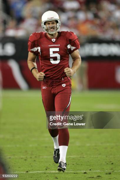 Punter Ben Graham of the Arizona Cardinals smiles after a great punt during a game against the Seattle Seahawks at University of Phoenix Stadium on...