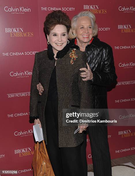 Cindy Adams and Liz Smith attend The Cinema Society & Calvin Klein screening of "Broken Embraces" at the Crosby Street Hotel on November 17, 2009 in...