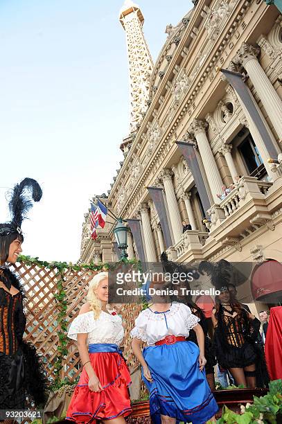 Holly Madison and Diane Vincent attend the 2009 Georges DuBoeuf Beaujolais Nouveau celebration at Paris Las Vegas on November 18, 2009 in Las Vegas,...