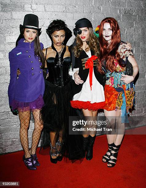 Nina Dobrev, Katerina Graham, Kayla Ewell and Sara Canning arrive to Heidi Klum's 10th Annual Halloween party held at Voyeur on October 31, 2009 in...