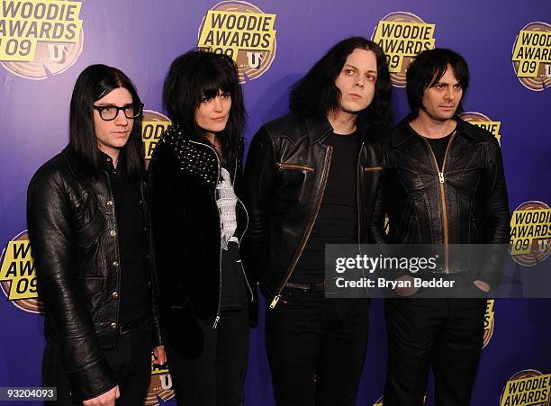 Jack Lawrence, Alison Mosshart, Jack White and Dean Fertita of The Dead Weather attend the 2009 mtvU Woodie Awards at Roseland Ballroom on November...