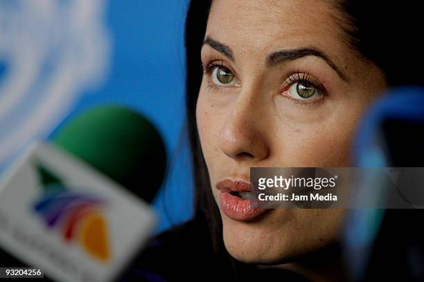 Actress Barbara Mori during a press conference to announce the beginning of the filming of the movie 'Viento en Contra' at Kansas 20 on November 18,...