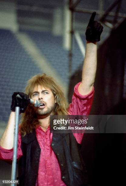 Don Dokken of the heavy metal group Dokken performs at the Hubert H. Humphrey Metrodome in Minneapolis, Minnesota on July 15, 1988.