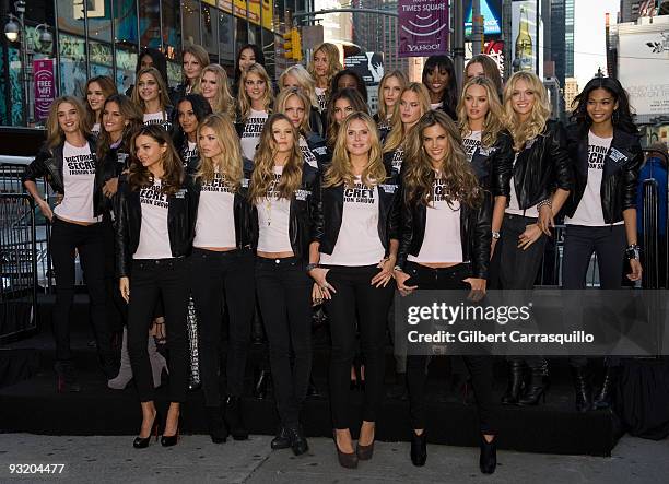 Victoria Secret Supermodels Take Over Times Square Military Island, Times Square on November 18, 2009 in New York City.