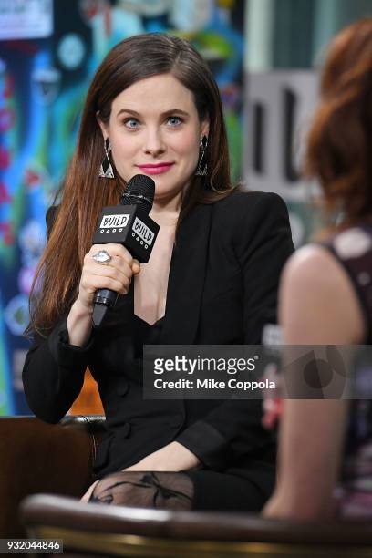 Caroline Dhavernas speaks at the Build Studio on March 14, 2018 in New York City.