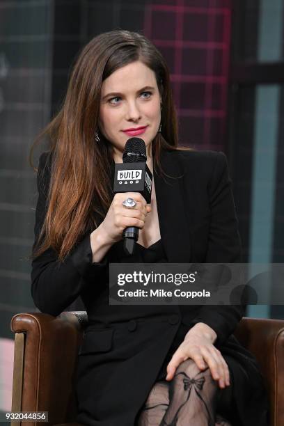 Caroline Dhavernas speaks at the Build Studio on March 14, 2018 in New York City.