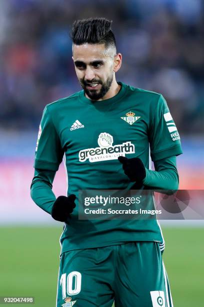 Ryad Boudebouz of Real Betis during the La Liga Santander match between Deportivo Alaves v Real Betis Sevilla at the Estadio de Mendizorroza on March...