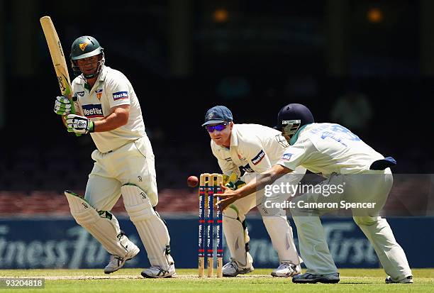 Daniel Marsh of the Tigers bats during day three of the Sheffield Shield match between the New South Wales Blues and the Tasmanian Tigers at Sydney...