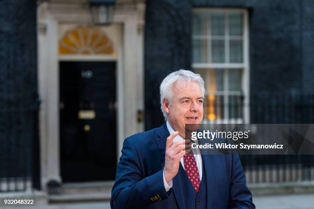 Carwyn Jones, the Welsh first minister, speaks to the media outside 10 Downing Street after a Joint Ministerial Committee meeting hosted by Prime...