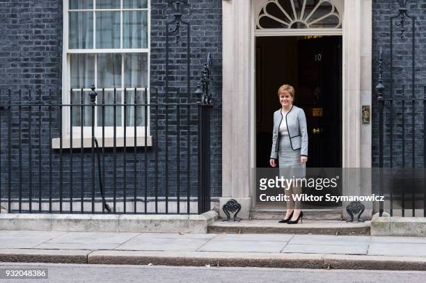 Nicola Sturgeon, the Scottish first minister, arrives at 10 Downing Street for a Joint Ministerial Committee meeting hosted by Prime Minister Theresa...