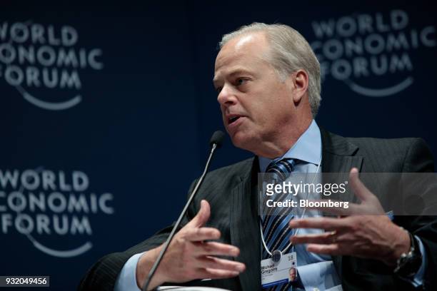 Michael Gregoire, chief executive officer of CA Technologies, speaks during the World Economic Forum on Latin America in Sao Paulo, Brazil, on...