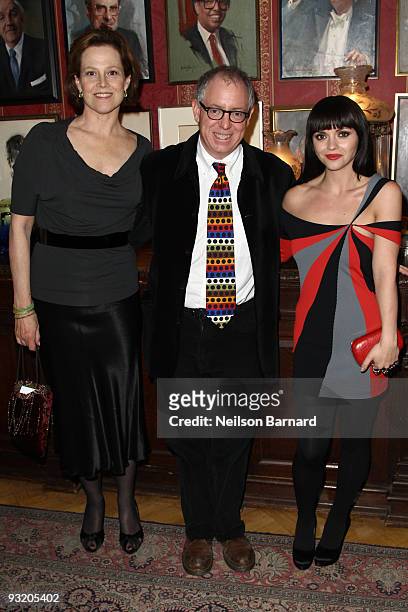 Actress Sigourney Weaver, screenwriter James Schamus and actress Christina Ricci attend the NAC's medal of honor for film award presentation at The...