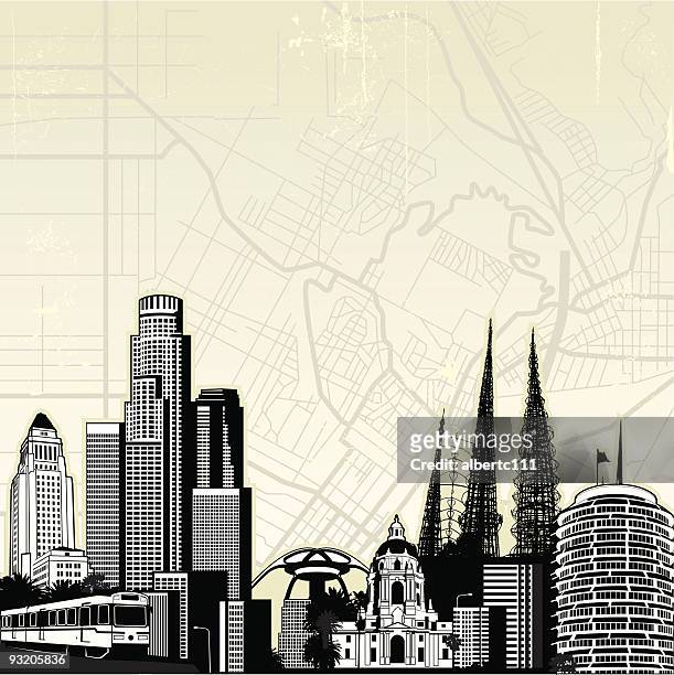 iconic los angeles - hollywood california stock illustrations