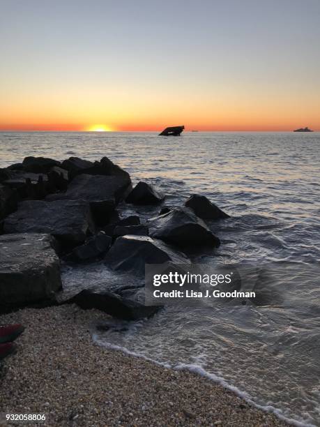 sunset beach in cape may, nj - delaware bay stock pictures, royalty-free photos & images