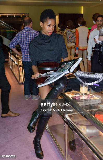 Tolula Adeyemi attends party to celebrate launch of new Prada book on November 18, 2009 in London, England.