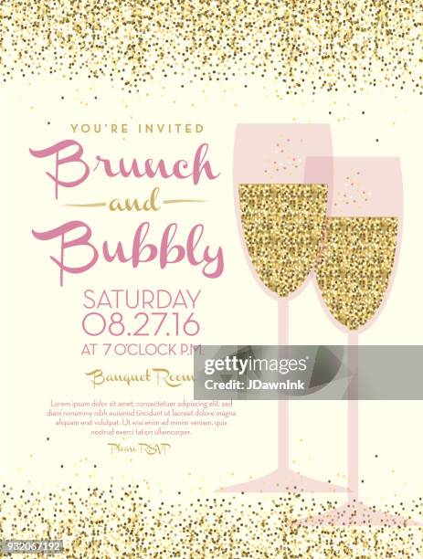 bubbly champagne social event invitation design template - champagne brunch stock illustrations