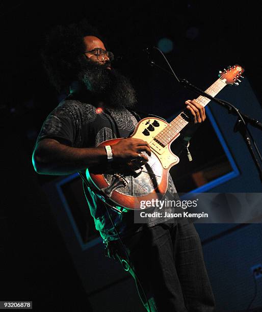 Musician Kyp Malone of Rain Machine performs at the premiere of "Until the Light Takes Us" at The Knitting Factory on November 18, 2009 in New York...