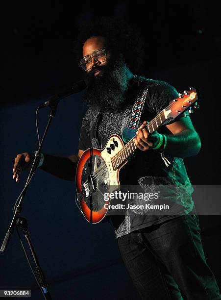 Musician Kyp Malone of Rain Machine performs at the premiere of "Until the Light Takes Us" at The Knitting Factory on November 18, 2009 in New York...