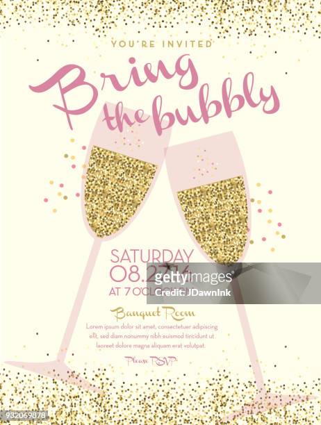 bubbly champagne social event invitation design template - champagne brunch stock illustrations
